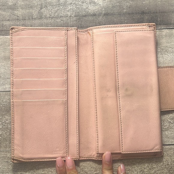GUCCI Canvas Bifold Long Wallet with pink leather - Picture 3 of 7